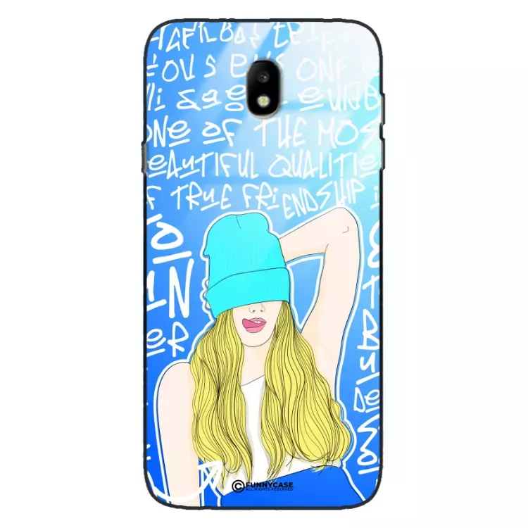 Etui Black Case Glass Hipster Babe do SAMSUNG J7 2017 Girl Power ST_HIB113