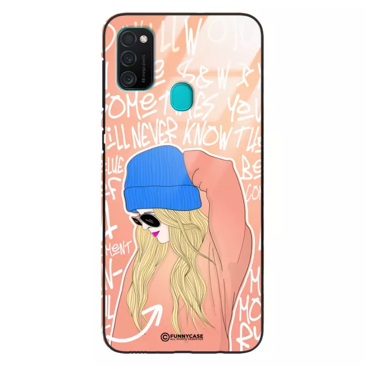 Etui Black Case Glass Hipster Babe do SAMSUNG M21 Lifestyle ST_HIB114