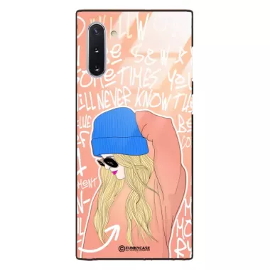 Etui Black Case Glass Hipster Babe do SAMSUNG NOTE 10 Lifestyle ST_HIB114