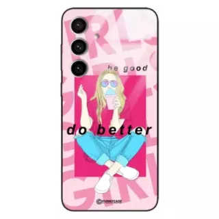 Etui Black Case Glass Hipster Babe do SAMSUNG S24 FE Styl Fashion ST_HIB117