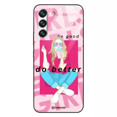 Etui Black Case Glass Hipster Babe do SAMSUNG S22 Styl Fashion ST_HIB117