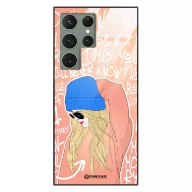 Etui Black Case Glass Hipster Babe do SAMSUNG S23 ULTRA Lifestyle ST_HIB114