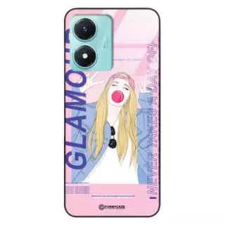 Etui Black Case Glass Hipster Babe do VIVO Y02s Glamour ST_HIB118