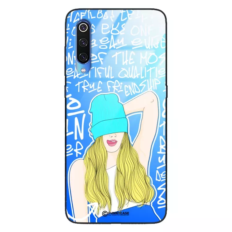 Etui Black Case Glass Hipster Babe do XIAOMI Mi 9 Girl Power ST_HIB113