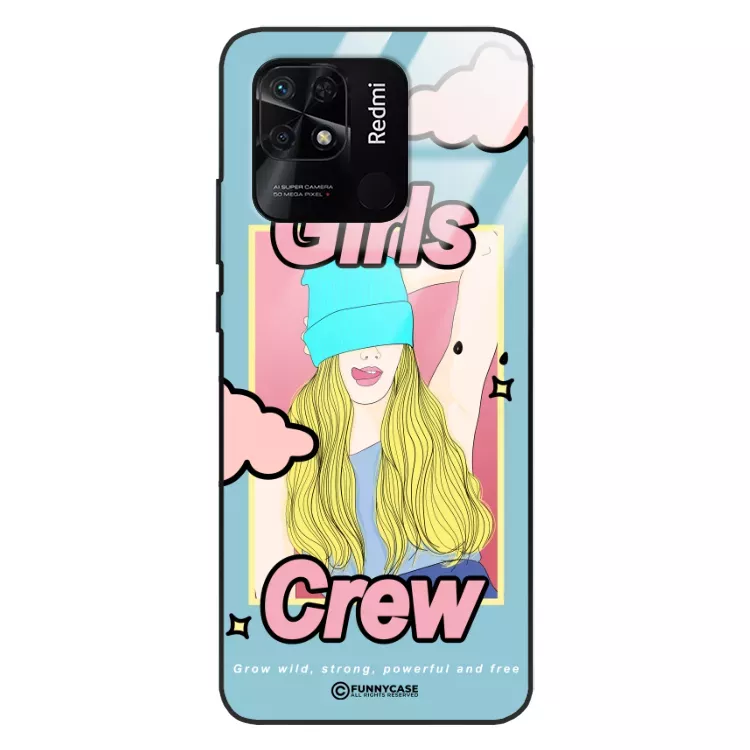 Etui Black Case Glass Hipster Babe do XIAOMI REDMI 10C 4G Girl Power Pop Art. ST_HIB115