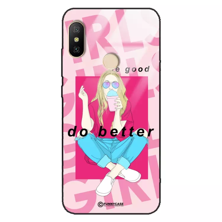 Etui Black Case Glass Hipster Babe do XIAOMI Mi A2 LITE Styl Fashion ST_HIB117