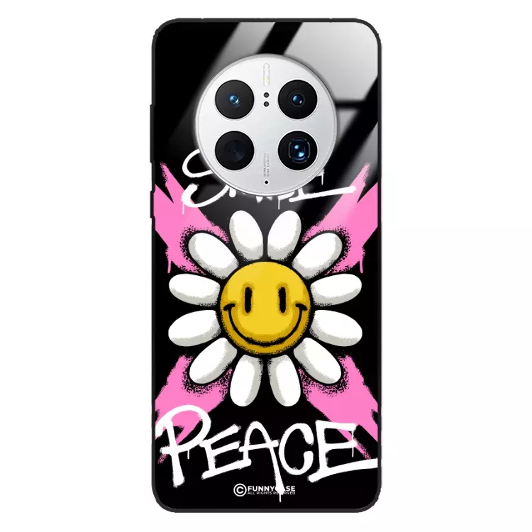 Etui Black Case Glass Rebel Zone do HUAWEI MATE 50 PRO Kwiat Peace ST_RZC105