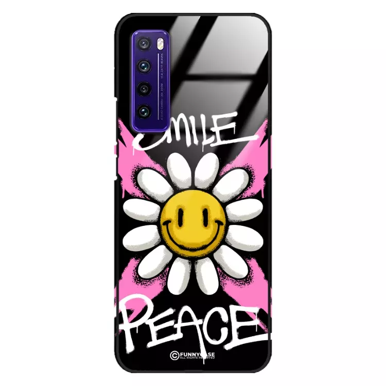 Etui Black Case Glass Rebel Zone do HUAWEI NOVA 7 Kwiat Peace ST_RZC105