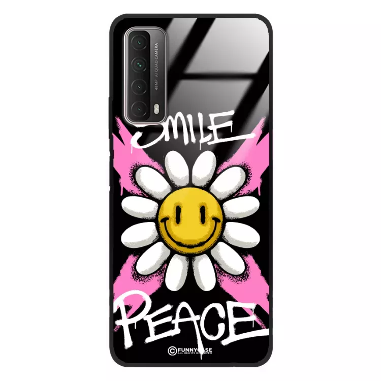 Etui Black Case Glass Rebel Zone do HUAWEI Y7a Kwiat Peace ST_RZC105