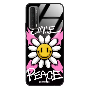 Etui Black Case Glass Rebel Zone do HUAWEI Y7a Kwiat Peace ST_RZC105