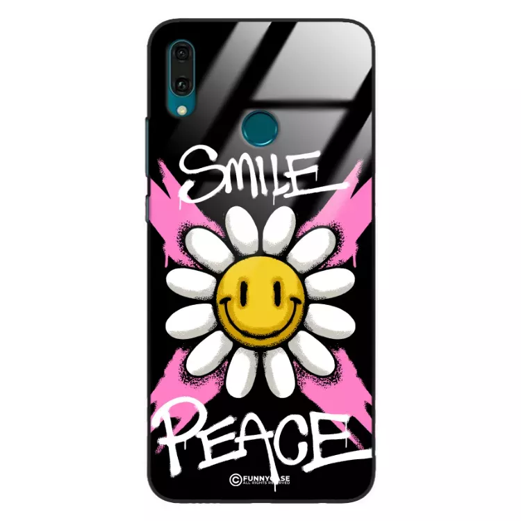 Etui Black Case Glass Rebel Zone do HUAWEI Y9 2019 Kwiat Peace ST_RZC105