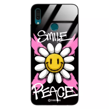 Etui Black Case Glass Rebel Zone do HUAWEI Y9 2019 Kwiat Peace ST_RZC105