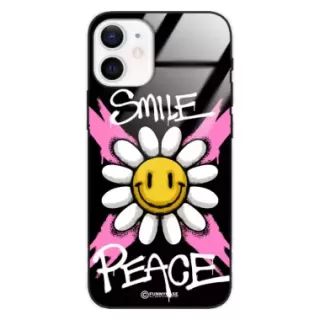 Etui Black Case Glass Rebel Zone do APPLE IPHONE 12 MINI Kwiat Peace ST_RZC105