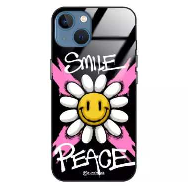 Etui Black Case Glass Rebel Zone do APPLE IPHONE 15 Kwiat Peace ST_RZC105