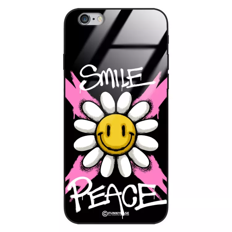 Etui Black Case Glass Rebel Zone do APPLE IPHONE 6 Kwiat Peace ST_RZC105