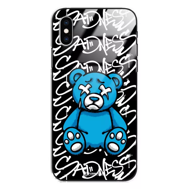 Etui Black Case Glass Rebel Zone do APPLE IPHONE X Miś Streetwear ST_RZC104