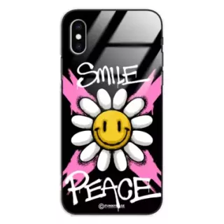 Etui Black Case Glass Rebel Zone do APPLE IPHONE XS Kwiat Peace ST_RZC105