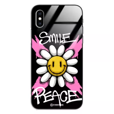 Etui Black Case Glass Rebel Zone do APPLE IPHONE XS Kwiat Peace ST_RZC105