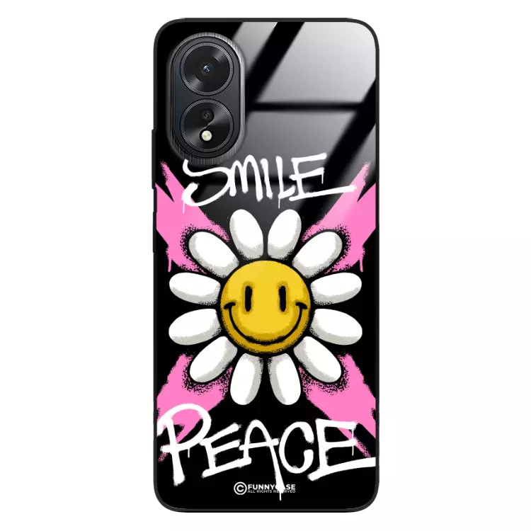 Etui Black Case Glass Rebel Zone do OPPO A38 4G Kwiat Peace ST_RZC105