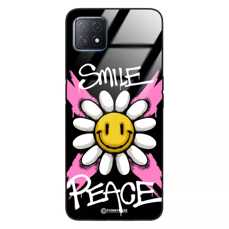 Etui Black Case Glass Rebel Zone do OPPO A72 5G Kwiat Peace ST_RZC105