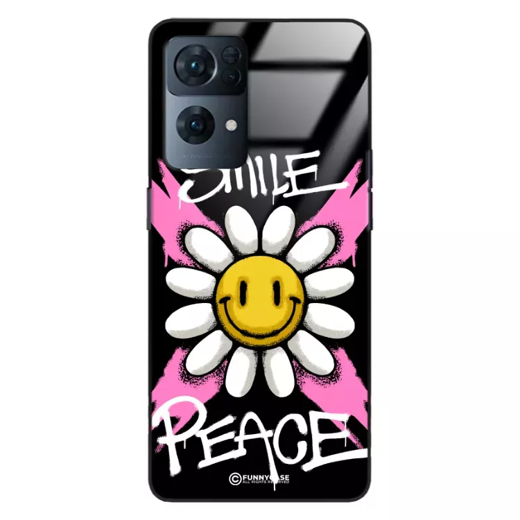 Etui Black Case Glass Rebel Zone do OPPO RENO 7 PRO 5G Kwiat Peace ST_RZC105