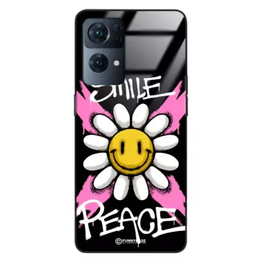 Etui Black Case Glass Rebel Zone do OPPO RENO 7 PRO 5G Kwiat Peace ST_RZC105