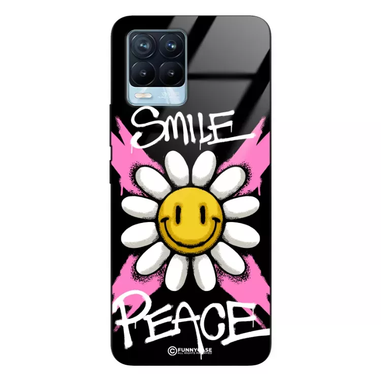 Etui Black Case Glass Rebel Zone do REALME 8 Kwiat Peace ST_RZC105