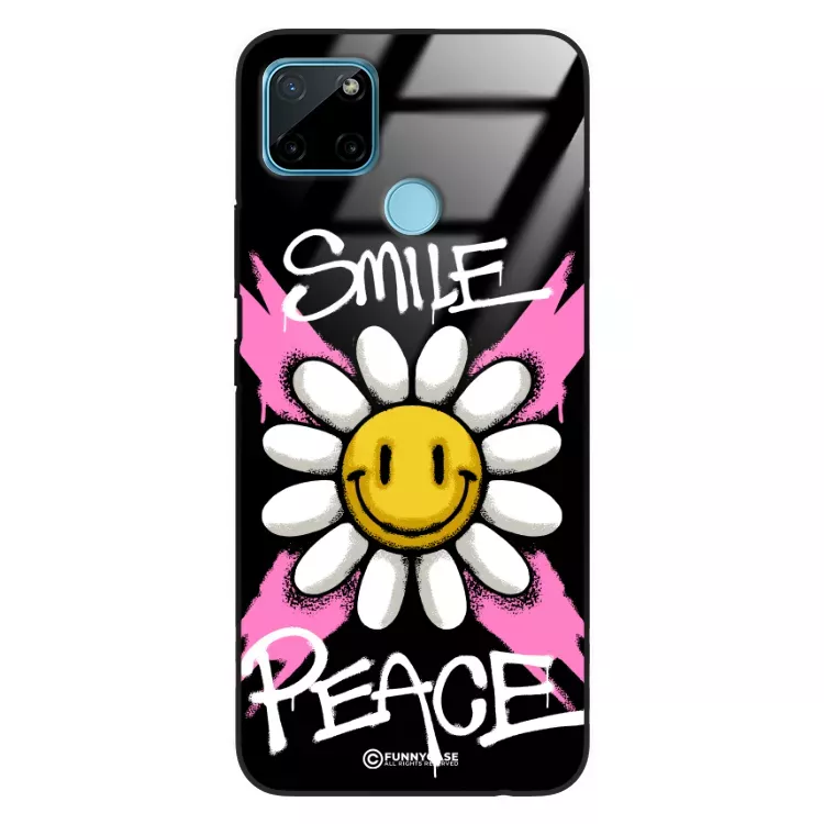 Etui Black Case Glass Rebel Zone do REALME C21Y Kwiat Peace ST_RZC105