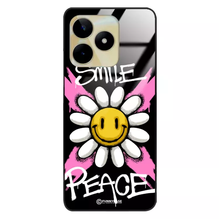 Etui Black Case Glass Rebel Zone do REALME NOTE 50 Kwiat Peace ST_RZC105