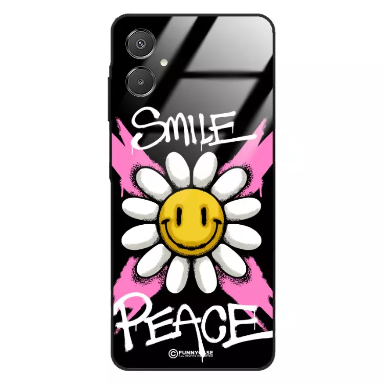 Etui Black Case Glass Rebel Zone do SAMSUNG A07 Kwiat Peace ST_RZC105