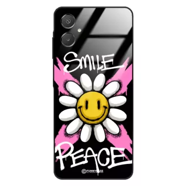 Etui Black Case Glass Rebel Zone do SAMSUNG A07 Kwiat Peace ST_RZC105