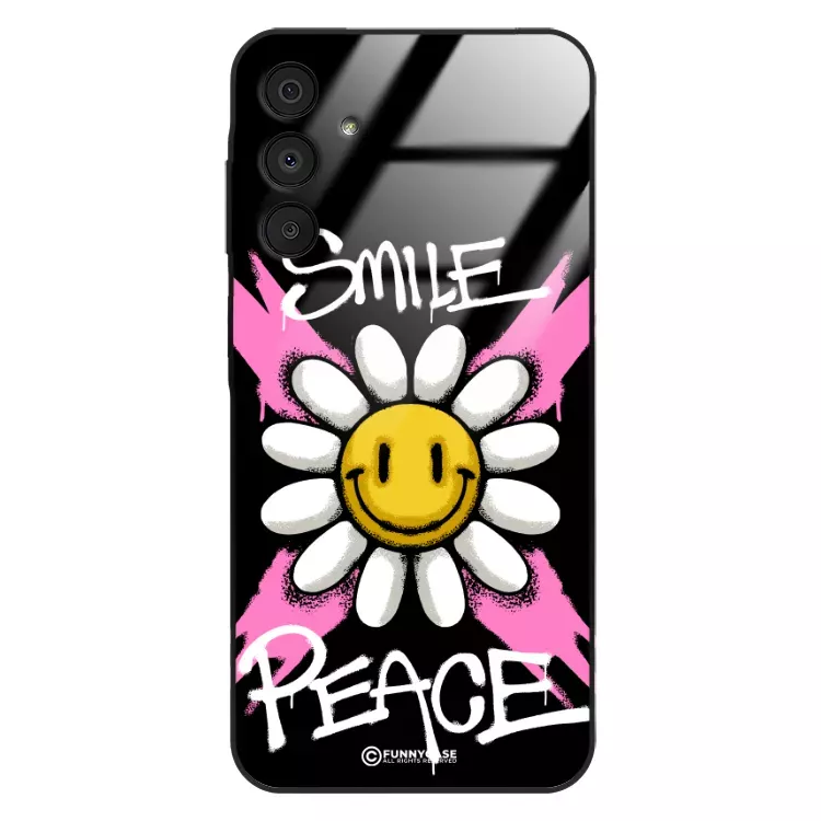Etui Black Case Glass Rebel Zone do SAMSUNG A16 Kwiat Peace ST_RZC105