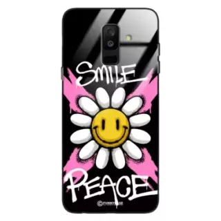 Etui Black Case Glass Rebel Zone do SAMSUNG A6 PLUS 2018 Kwiat Peace ST_RZC105