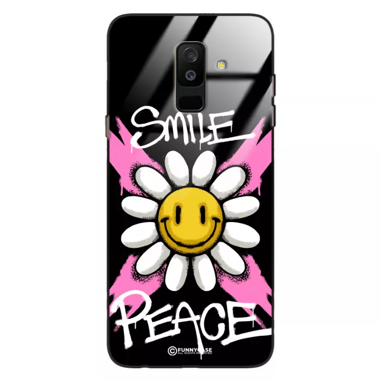 Etui Black Case Glass Rebel Zone do SAMSUNG A6 PLUS 2018 Kwiat Peace ST_RZC105