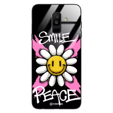 Etui Black Case Glass Rebel Zone do SAMSUNG A6 PLUS 2018 Kwiat Peace ST_RZC105