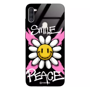 Etui Black Case Glass Rebel Zone do SAMSUNG A11 Kwiat Peace ST_RZC105