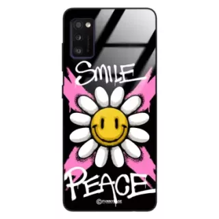 Etui Black Case Glass Rebel Zone do SAMSUNG A41 Kwiat Peace ST_RZC105