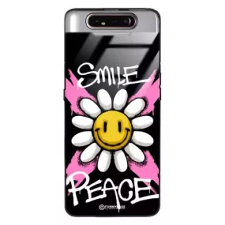 Etui Black Case Glass Rebel Zone do SAMSUNG A90 Kwiat Peace ST_RZC105