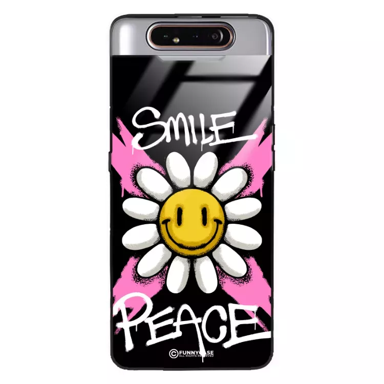 Etui Black Case Glass Rebel Zone do SAMSUNG A90 Kwiat Peace ST_RZC105