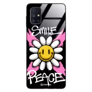 Etui Black Case Glass Rebel Zone do SAMSUNG M51 Kwiat Peace ST_RZC105