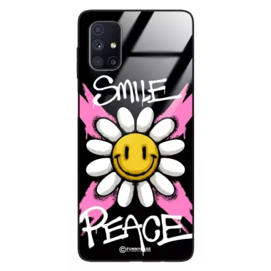 Etui Black Case Glass Rebel Zone do SAMSUNG M51 Kwiat Peace ST_RZC105
