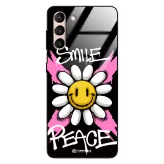 Etui Black Case Glass Rebel Zone do SAMSUNG S30 Kwiat Peace ST_RZC105