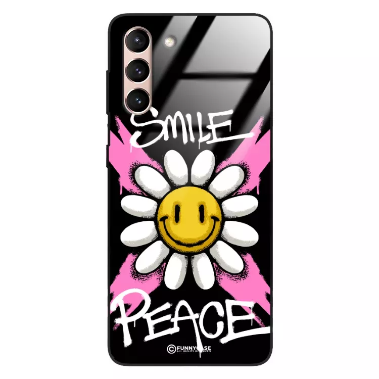 Etui Black Case Glass Rebel Zone do SAMSUNG S30 Kwiat Peace ST_RZC105