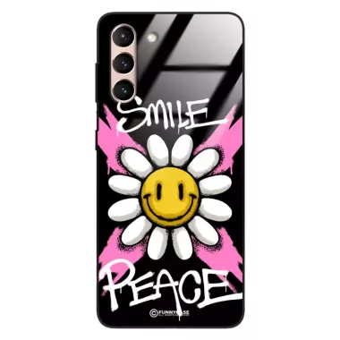 Etui Black Case Glass Rebel Zone do SAMSUNG S30 Kwiat Peace ST_RZC105