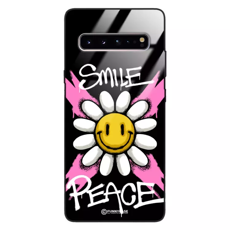 Etui Black Case Glass Rebel Zone do SAMSUNG S10 5G Kwiat Peace ST_RZC105