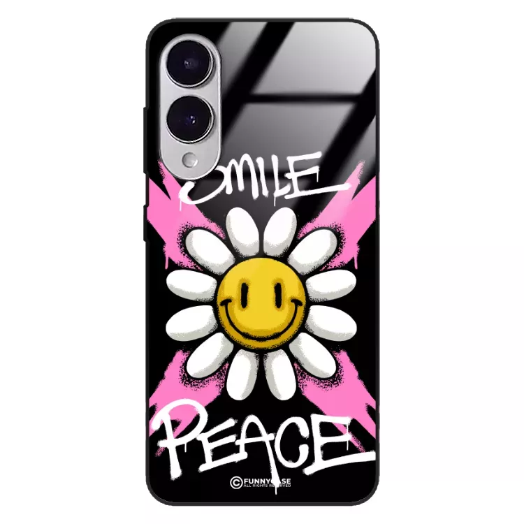 Etui Black Case Glass Rebel Zone do SAMSUNG S25 EDGE Kwiat Peace ST_RZC105