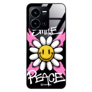Etui Black Case Glass Rebel Zone do VIVO Y22s Kwiat Peace ST_RZC105