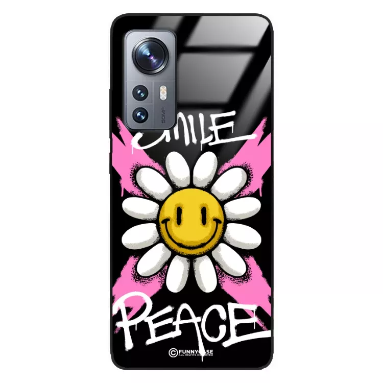 Etui Black Case Glass Rebel Zone do XIAOMI 12 Kwiat Peace ST_RZC105