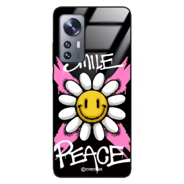 Etui Black Case Glass Rebel Zone do XIAOMI 12 Kwiat Peace ST_RZC105