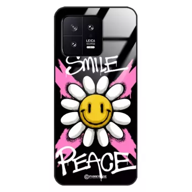Etui Black Case Glass Rebel Zone do XIAOMI MI 13 Kwiat Peace ST_RZC105